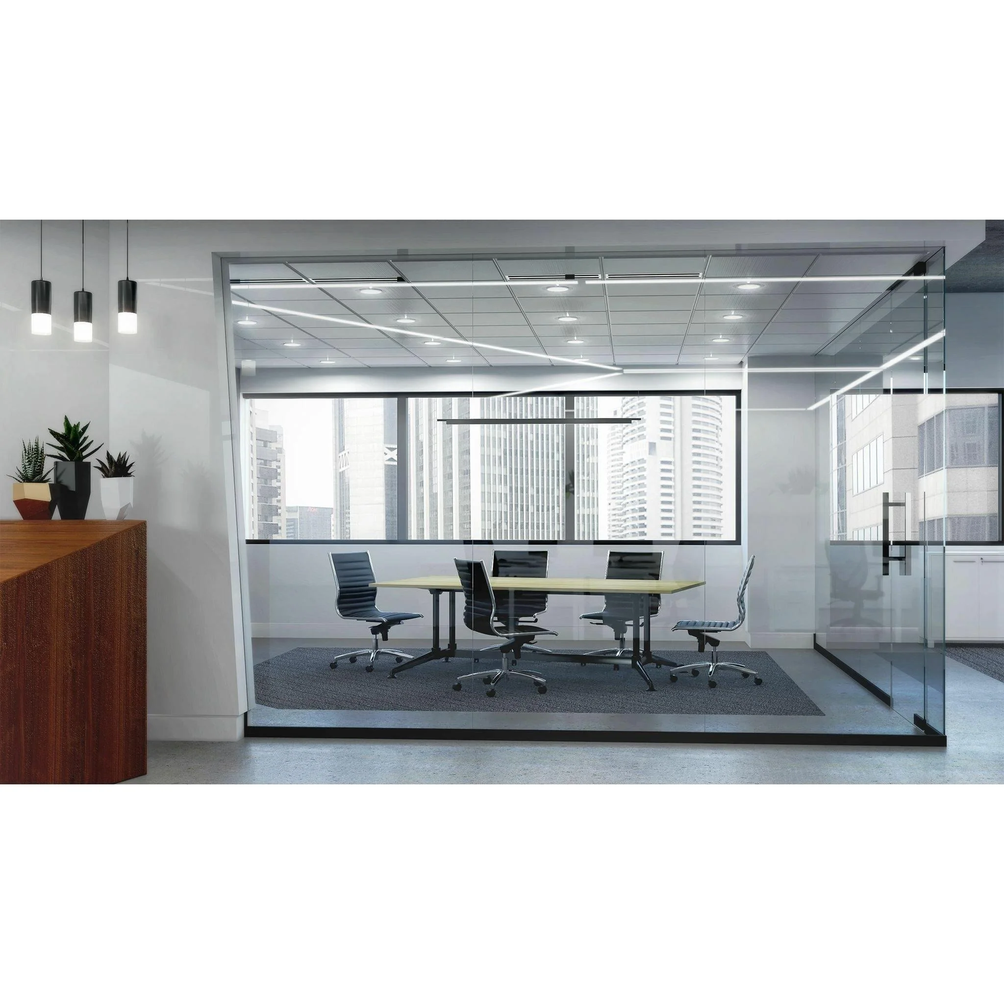 Modulus Boardroom Table with All Black Twin Post Legs - Image 12