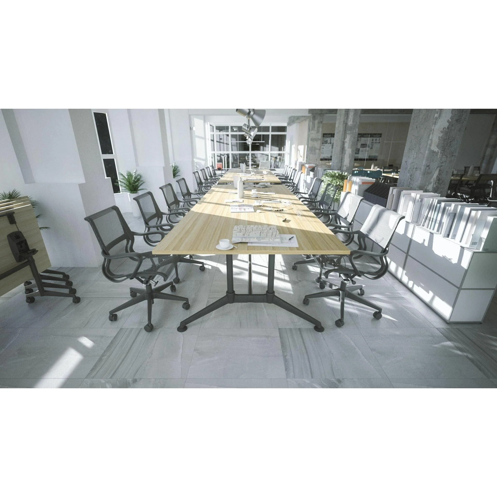 Modulus Boardroom Table with All Black Twin Post Legs - Image 15