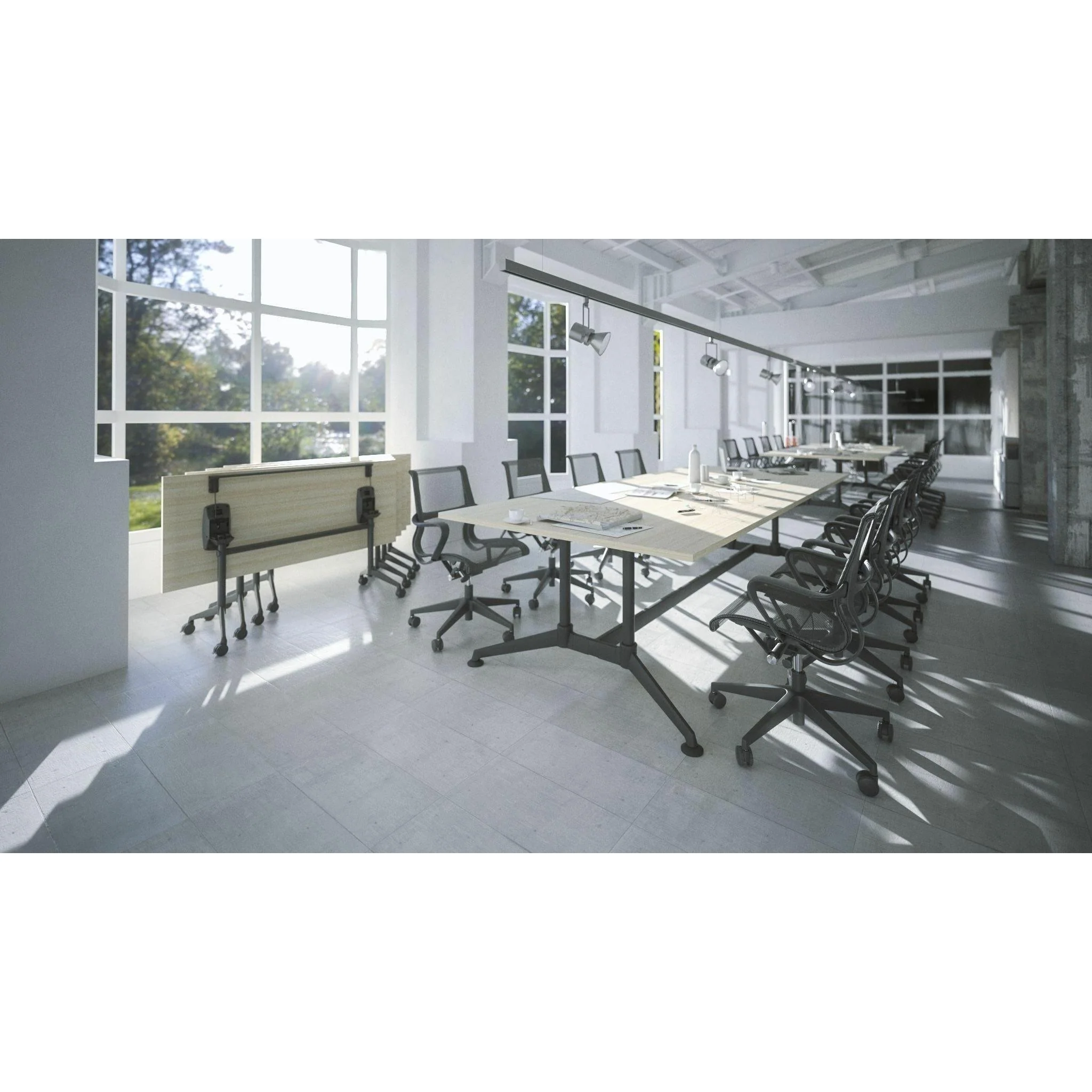 Modulus Boardroom Table with All Black Twin Post Legs - Image 16